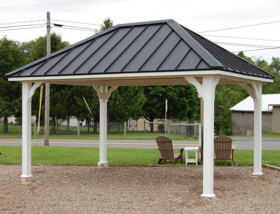 12x16 Custom Pavilion with standing seam metal roof available at Pine Creek Structures in Elizabethville (Berrysburg), PA