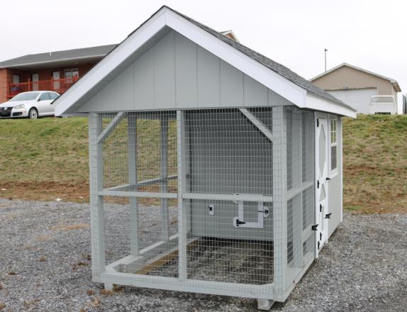 Pine Creek 6x12 King Coop with Light Gray walls, White trim, and Oyster Gray shingles