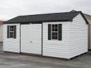 10x18 Vinyl Peak Style Portable Storage Shed with Shelves Inside